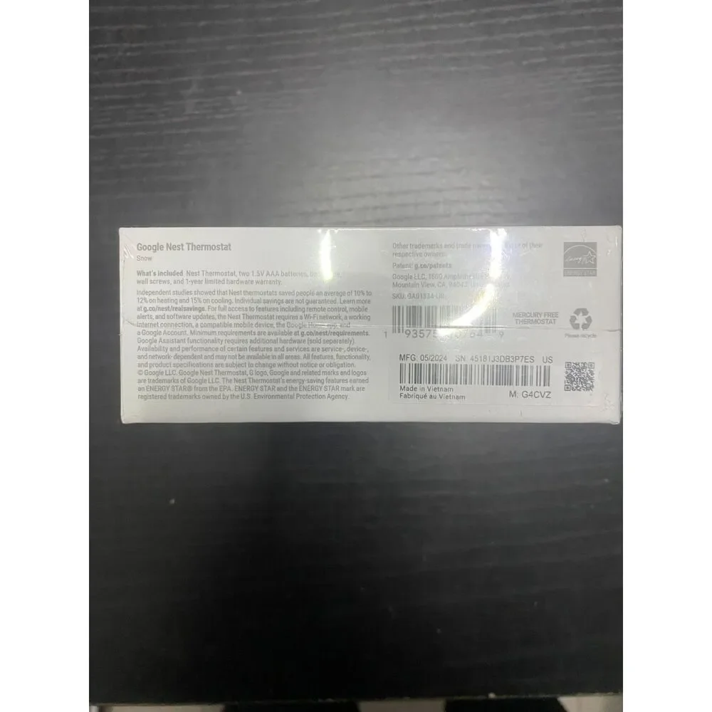 Google Nest Thermostat Programmable Smart Home Snow White GA01334-US NWT Sealed